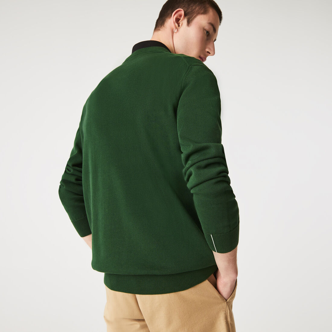 سترة قطنية أحادية اللون بياقة دائرية Men's Organic Cotton Crew Neck Sweater - AH1985-00-132