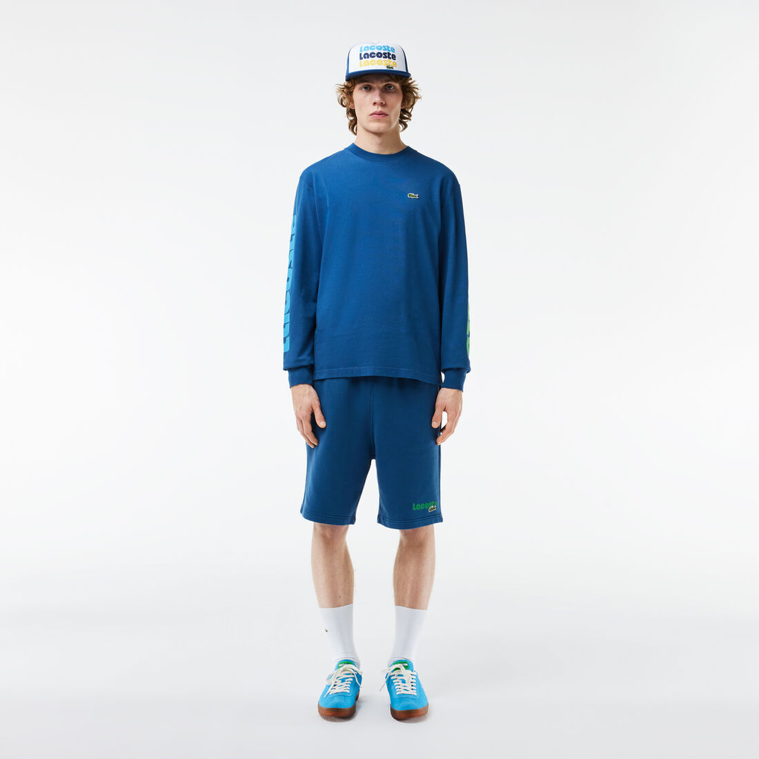 Washed Effect Lacoste Print Jogger Shorts Washed Effect Lacoste Print Jogger Shorts - GH7526-00-HBM