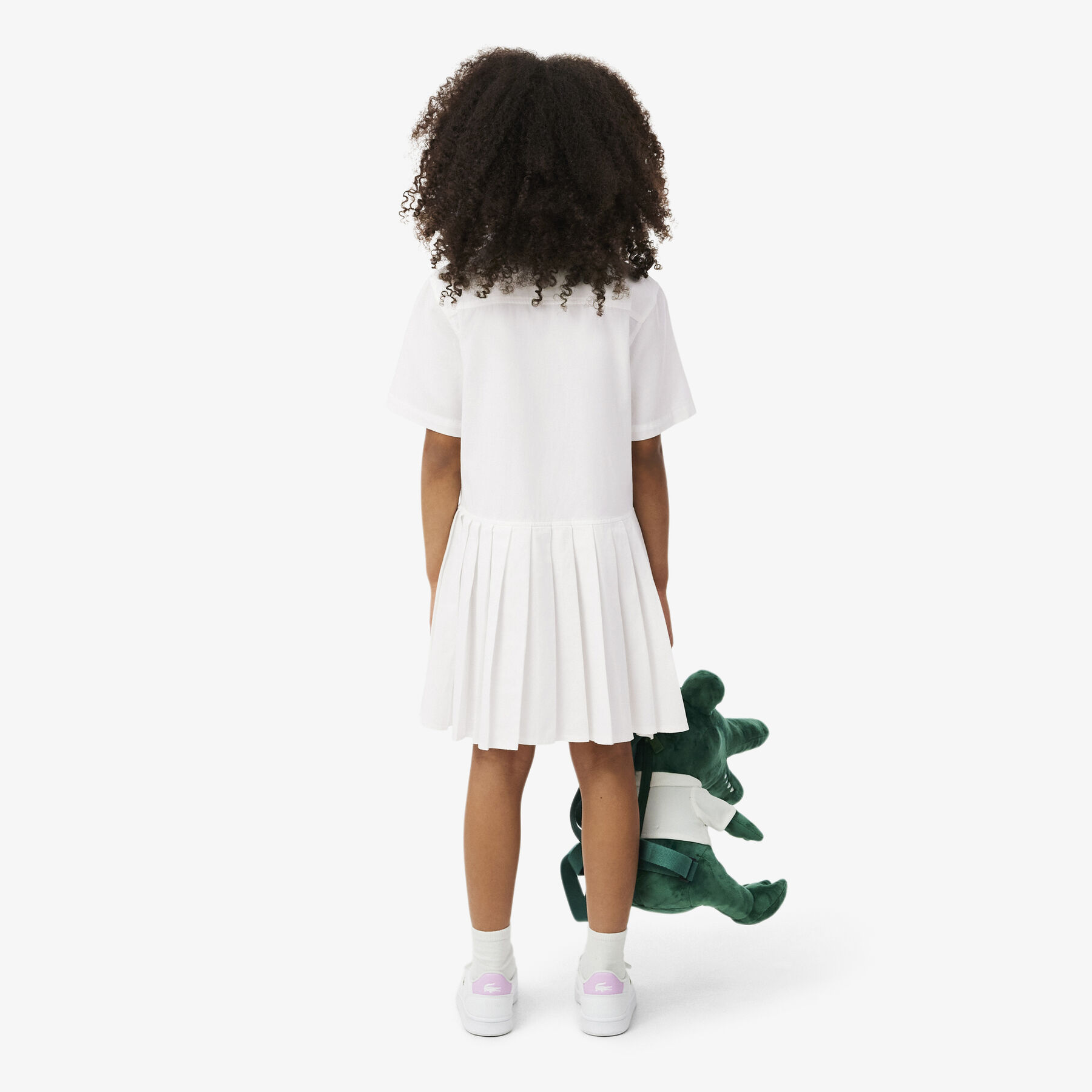 فستان قميص بتنورة من قماش البوبلين المطوي Poplin Pleat Skirt Shirt Dress - EJ6639-00-70V