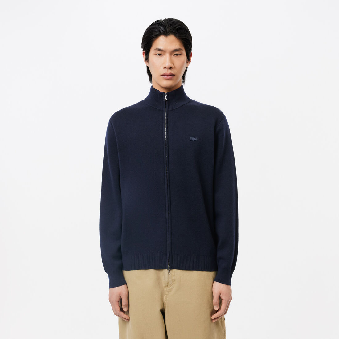 Men's Zippered Stand-Up Neck Wool Cardigan - AH1955-00-166