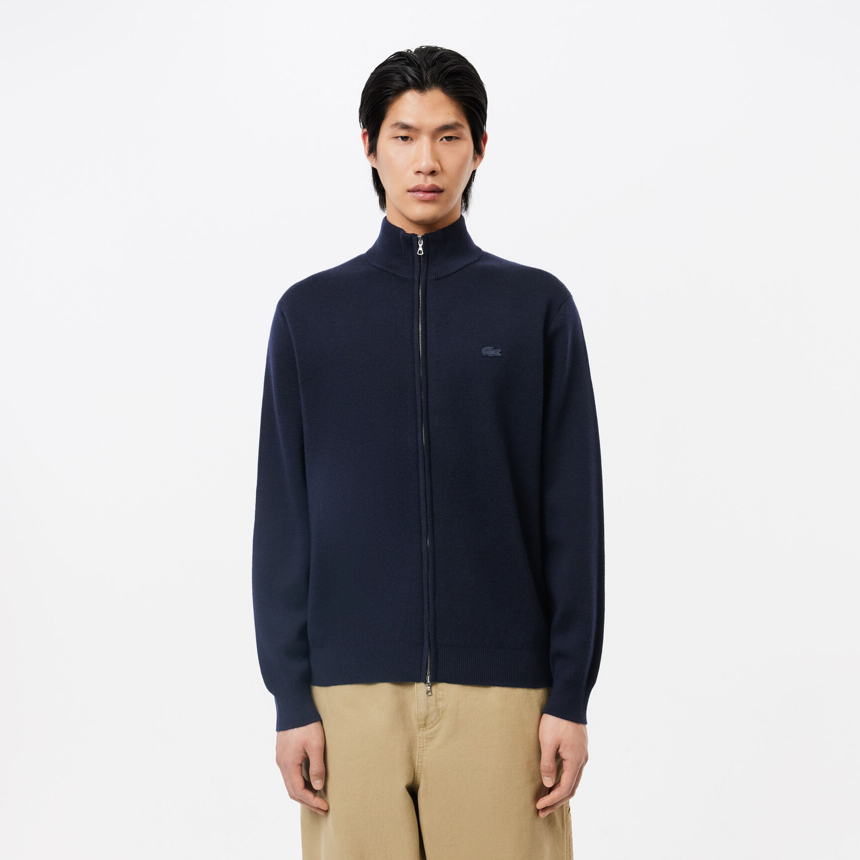 Men's Zippered Stand-Up Neck Wool Cardigan Men's Zippered Stand-Up Neck Wool Cardigan - AH1955-00-166