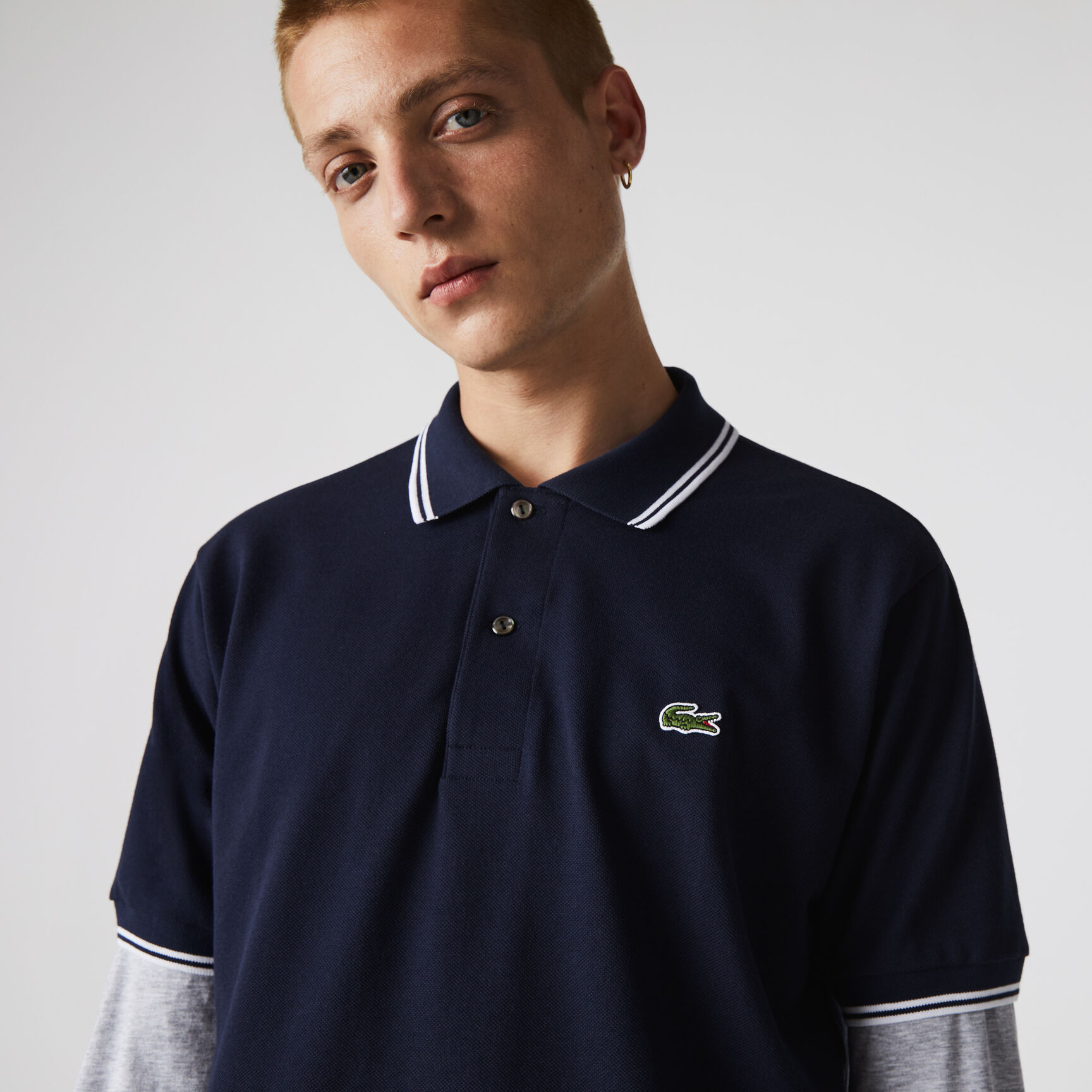 Men&rsquo;s Lacoste Classic Fit Striped Accents Cotton Piqu&eacute; Polo Shirt