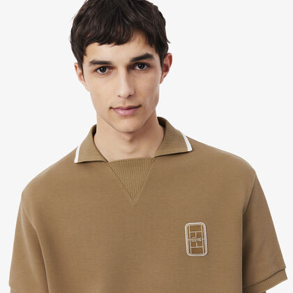 Loose Fit Embroidered Badge Pique Polo Shirt