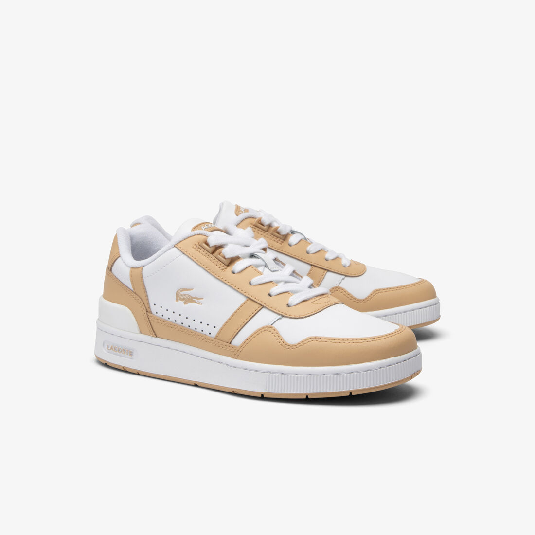 حذاء رياضي نسائي مصنوع من الجلد بلون متباين على شكل حرف T Women's T-Clip Contrasted Leather Trainers - 47SFA0064-2J8