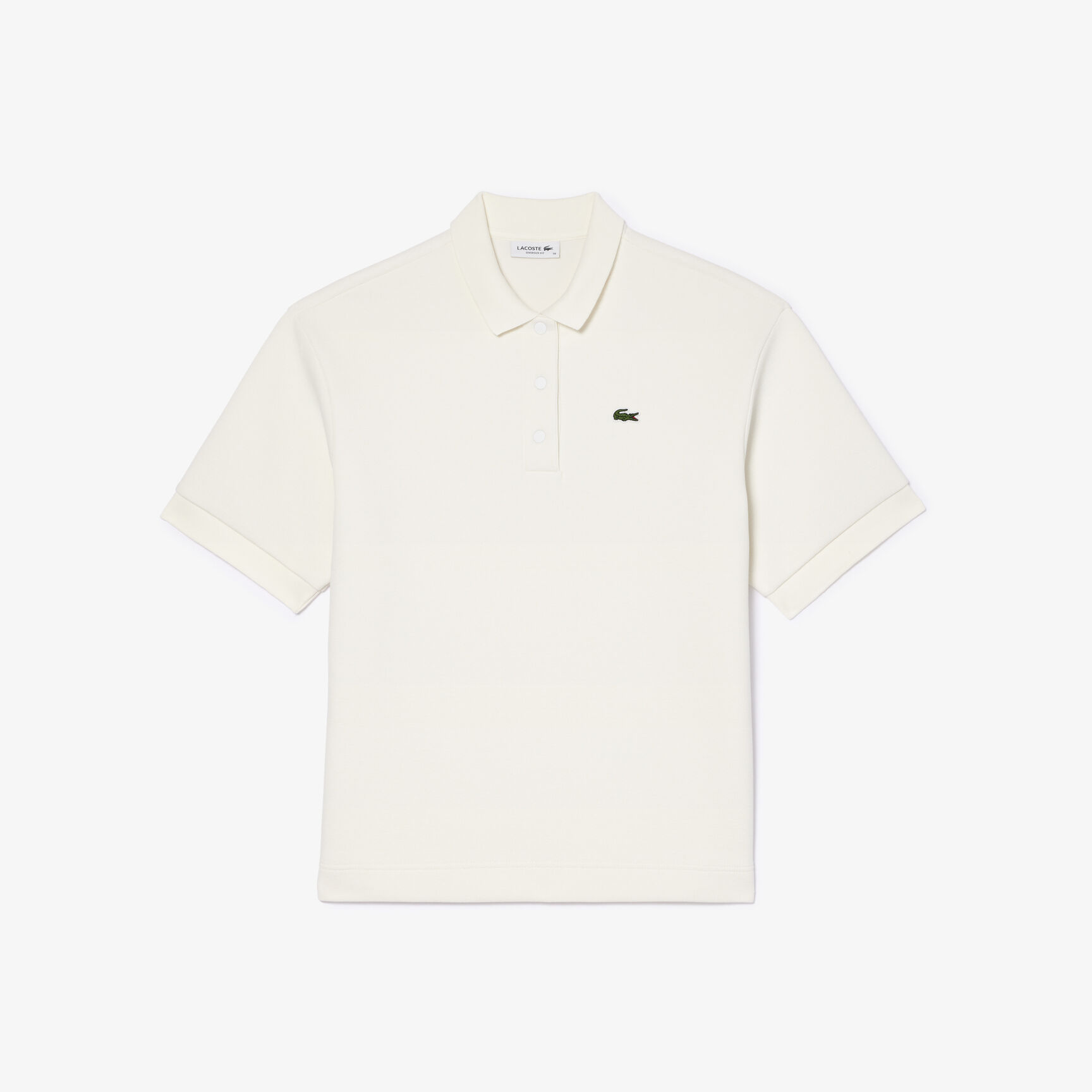 تي شيرت بولو لاكوست بيكيه مطاطي بقَصّة ضيقة للنساء Double Sided Cotton Pique Oversized Polo Shirt - PF1660-00-70V