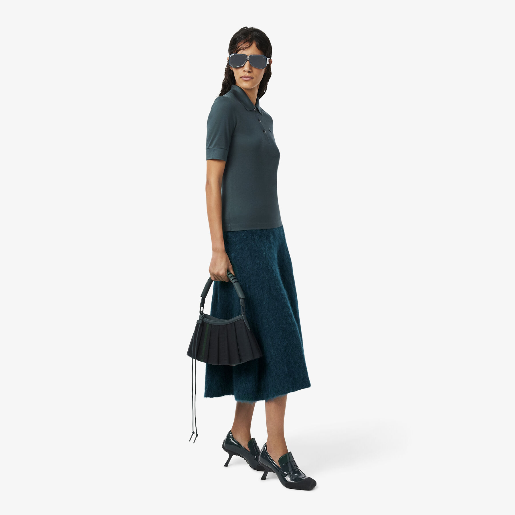 lacoste runway small leather mesh lenglen purse