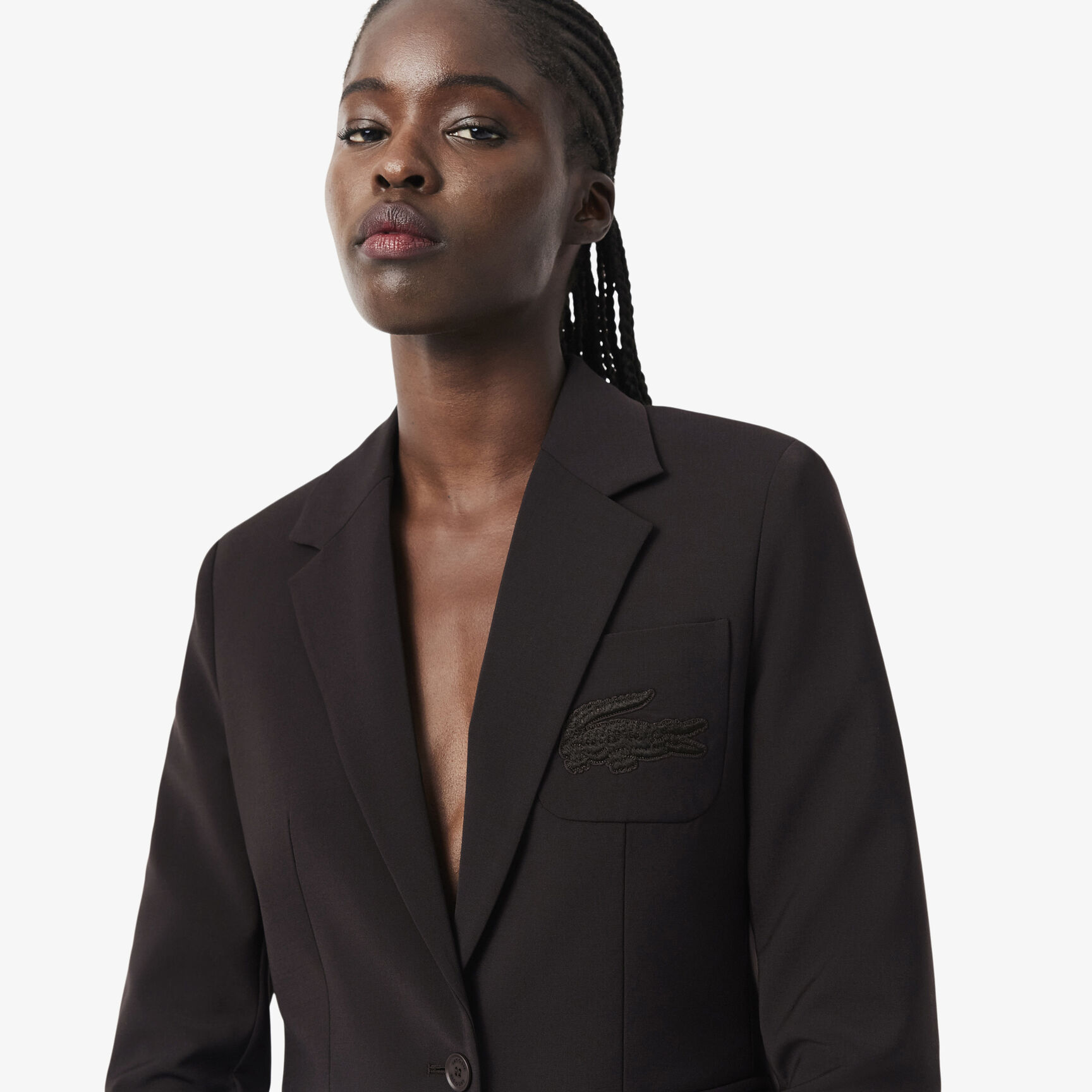 Embroidered Logo Slim Fit Wool Blazer - VF4244-00-3LA