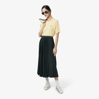 Long Pleated Elasticated Waist Skirt