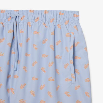 Mid Length Crocodile Print Swim Trunks
