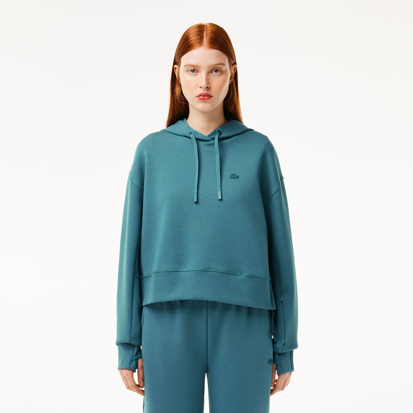 هودي قطني قصير Women's Lacoste Hooded Jogger Sweatshirt - SF0281-00-IY4