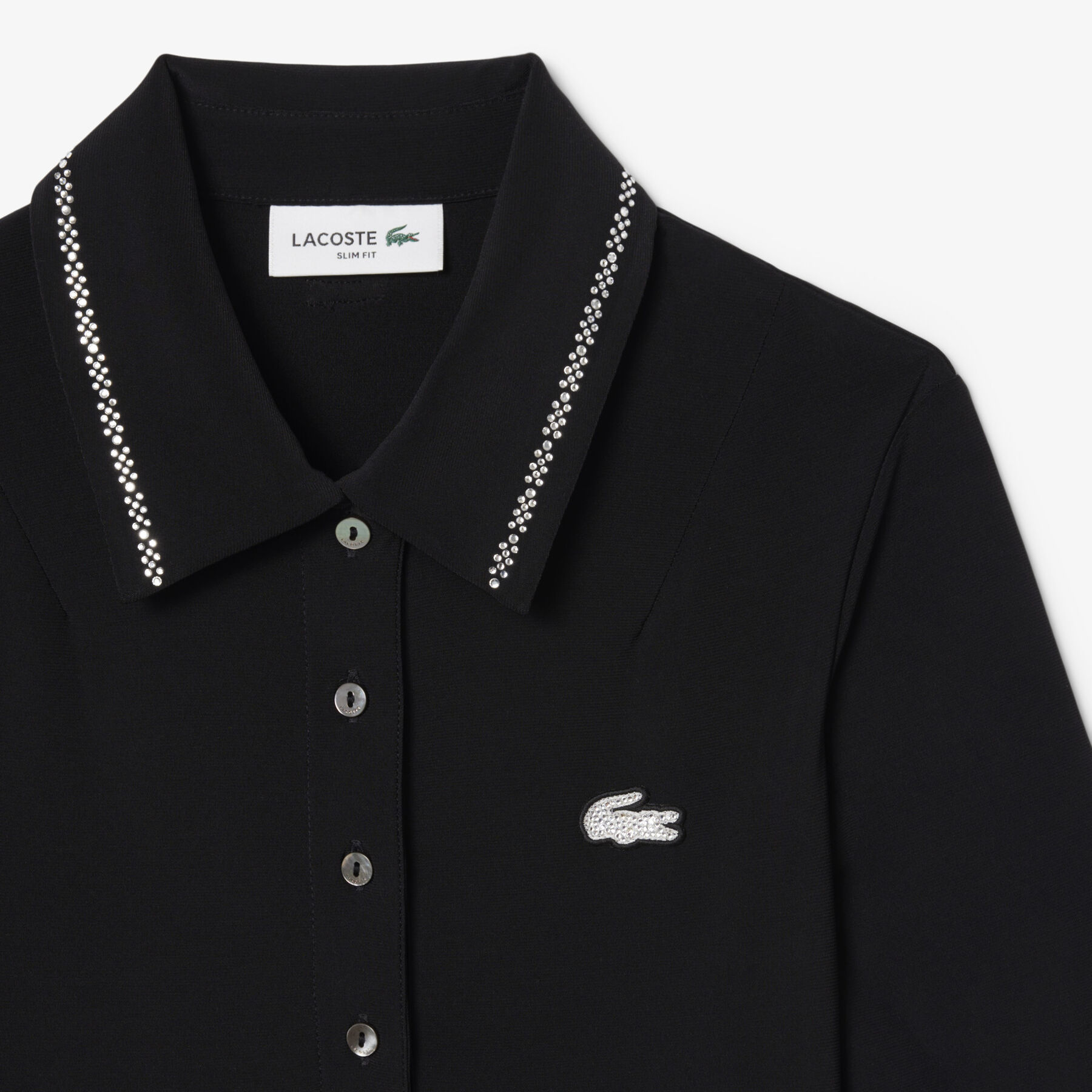 Slim Fit Diamante Crocodile Polo Collar Dress lacoste slim fit diamante crocodile polo collar dress