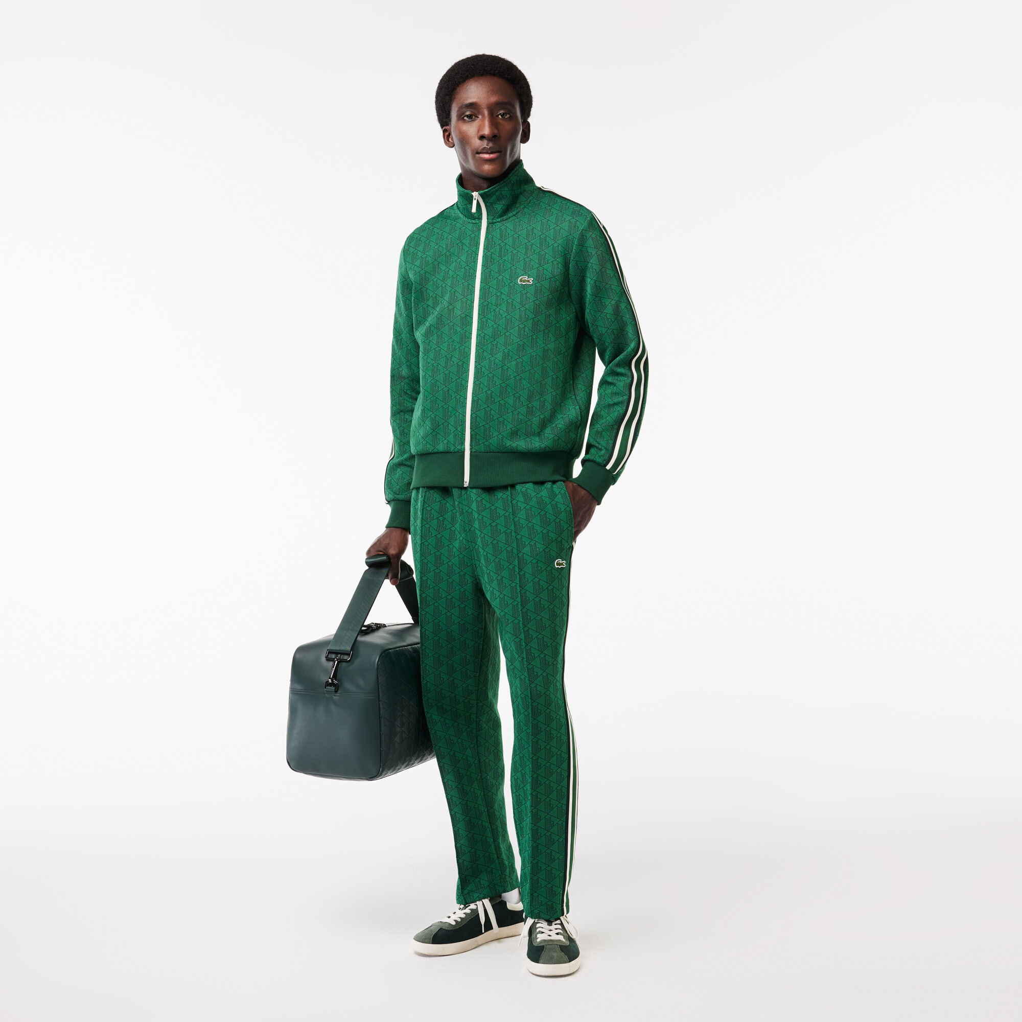 Paris Zip-Up Jacquard Track Jacket, Green | LACOSTE UAE