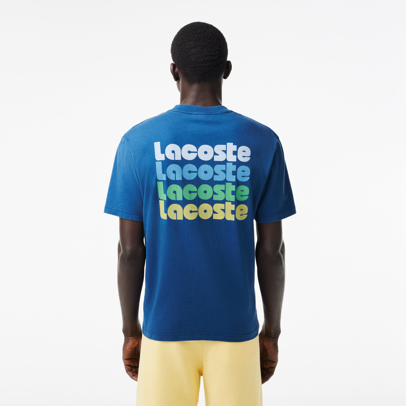 Washed Effect Ombré Lacoste Print T-shirt - TH7544-00-HBM