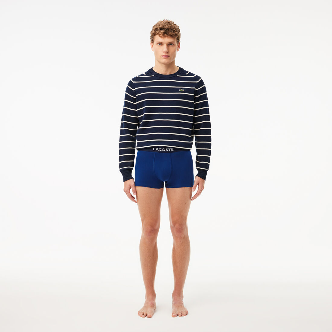 طقم بوكسر لاكوست بطبعة الشعار بألياف دقيقة للرجال، 3 قطع Pack Of 3 Casual Black Trunks - 5H3389-00-W64