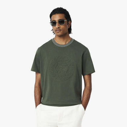lacoste embroidered cotton jersey t shirt