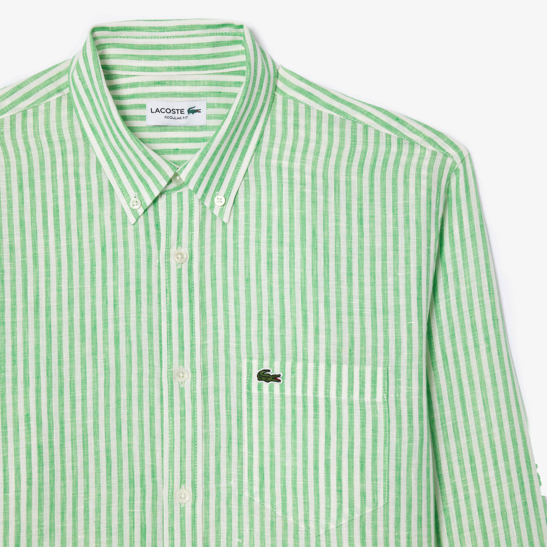 lacoste regular fit striped linen shirt