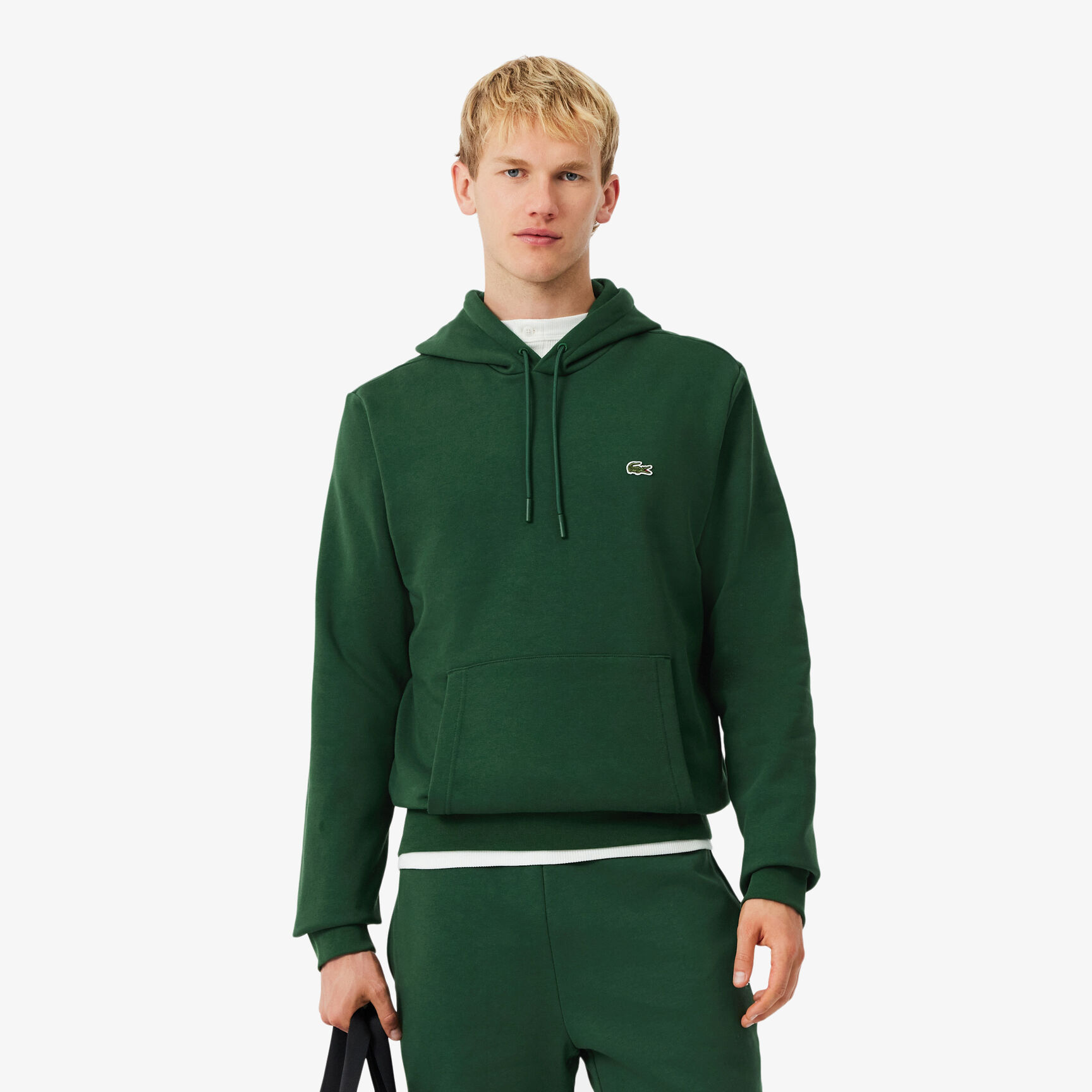 سويت شيرت لاكوست بغطاء رأس قطن عضوي للرجال Fleece Hoodie - SH9623-00-132