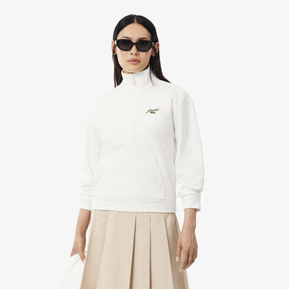 High Neck Zipped Fleece Badge Sweatshirt