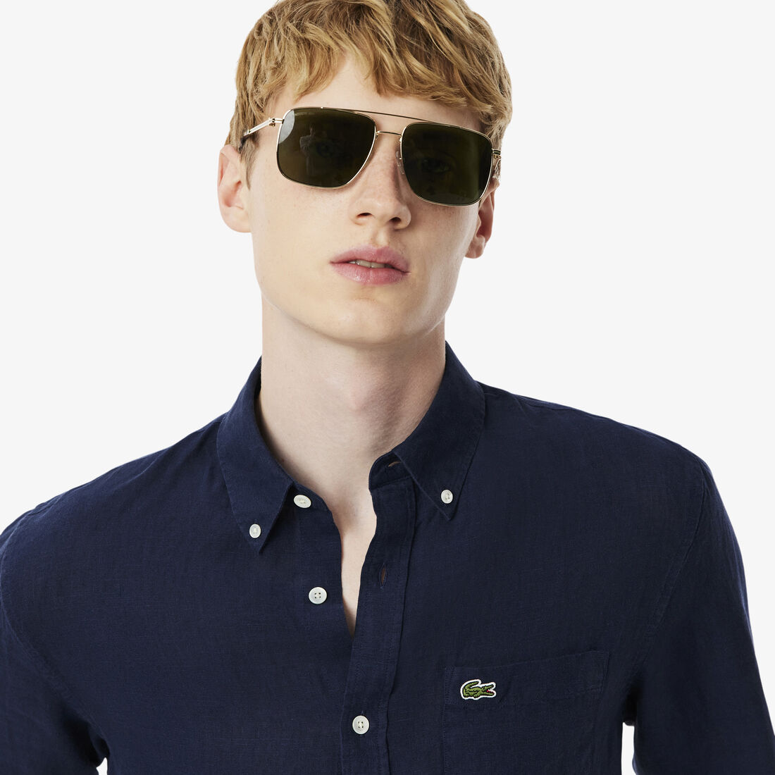 قميص كتان بقصّة عادية Men's Lacoste Linen Shirt - CH5692-00-166
