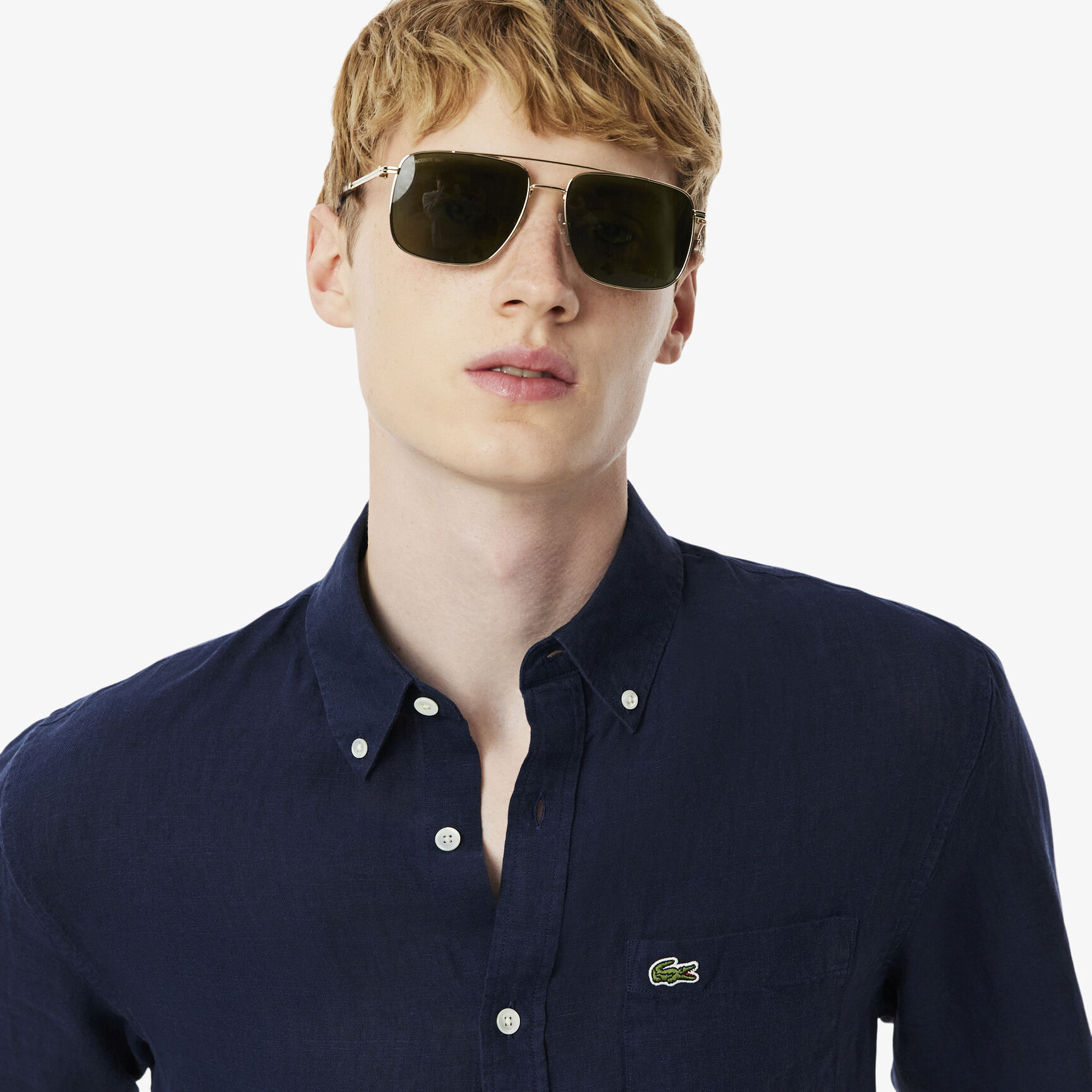 قميص كتان بقصّة عادية Men's Lacoste Linen Shirt - CH5692-00-166