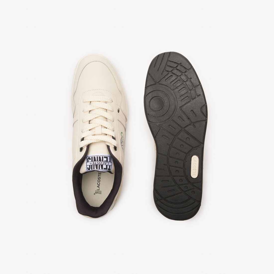 سنيكرز تي كليب جلد مزين برسمة الكرة الأرضية للرجال Men's T-Clip Leather Globe Trainers - 46SMA0067-2G9