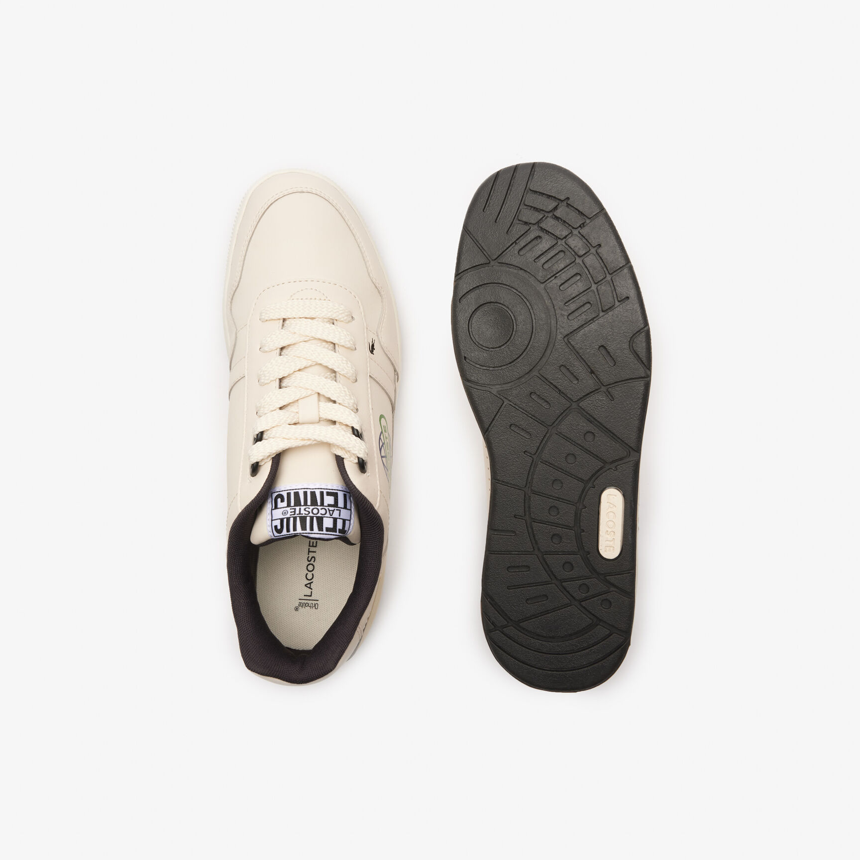 سنيكرز تي كليب جلد مزين برسمة الكرة الأرضية للرجال Men's T-Clip Leather Globe Trainers - 46SMA0067-2G9