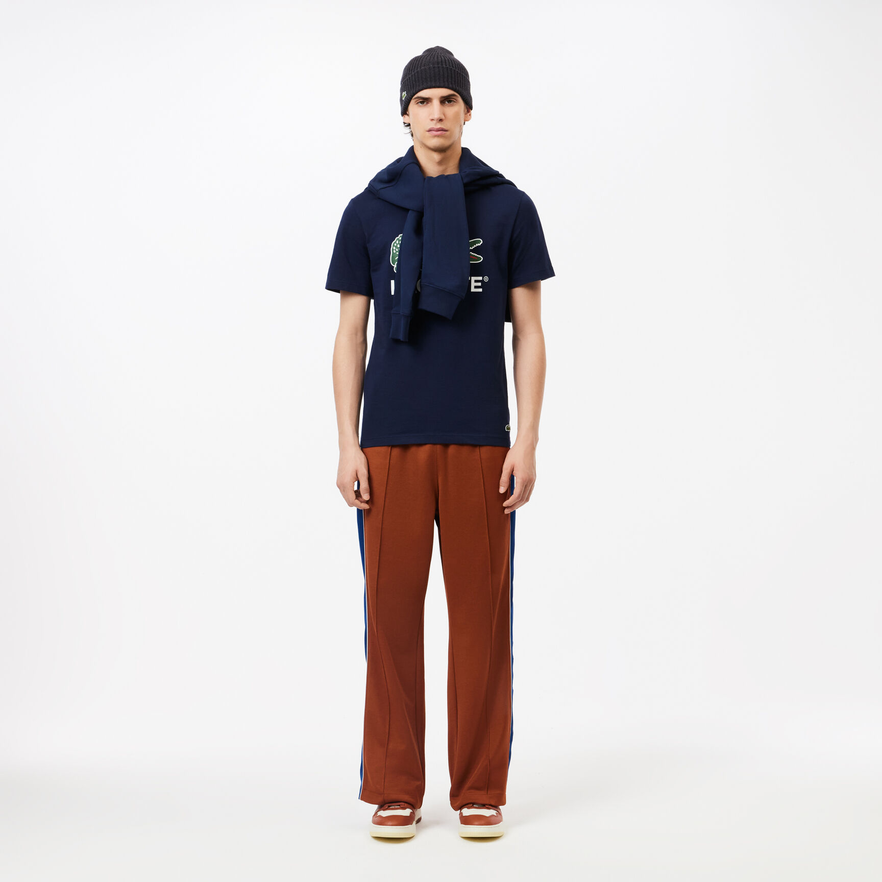 تي شيرت جيرسيه بقصّة عادية مقسم بألوان Cotton Jersey Signature Print T-shirt - TH1285-00-166