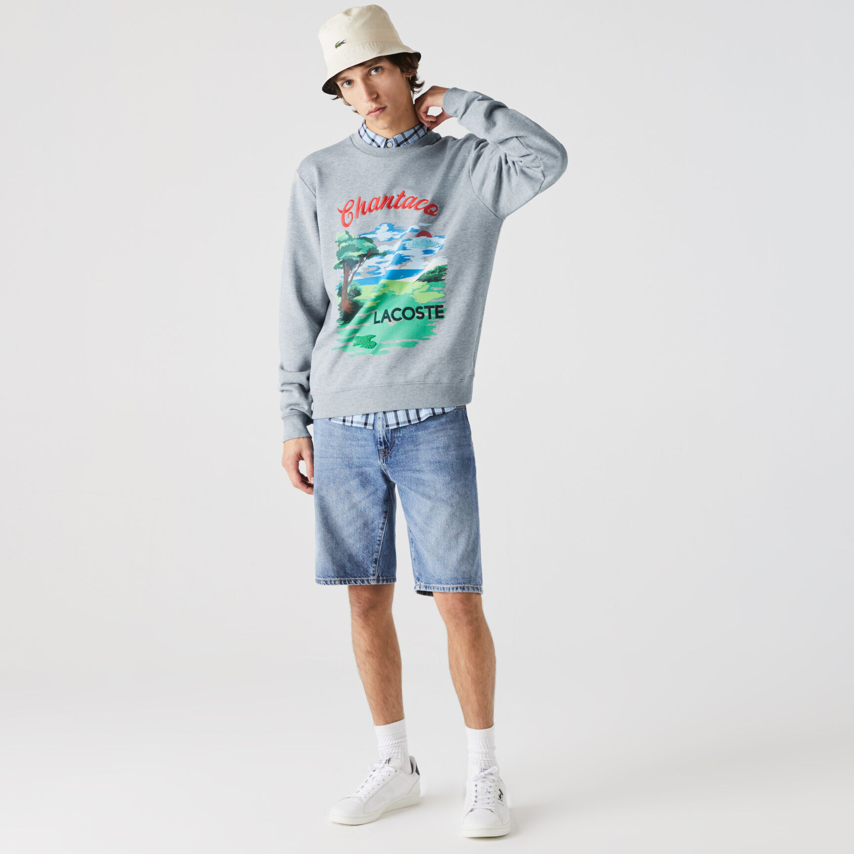 Men’s Crew Neck Landscape Print Fleece Sweatshirt Men’s Crew Neck Landscape Print Fleece Sweatshirt