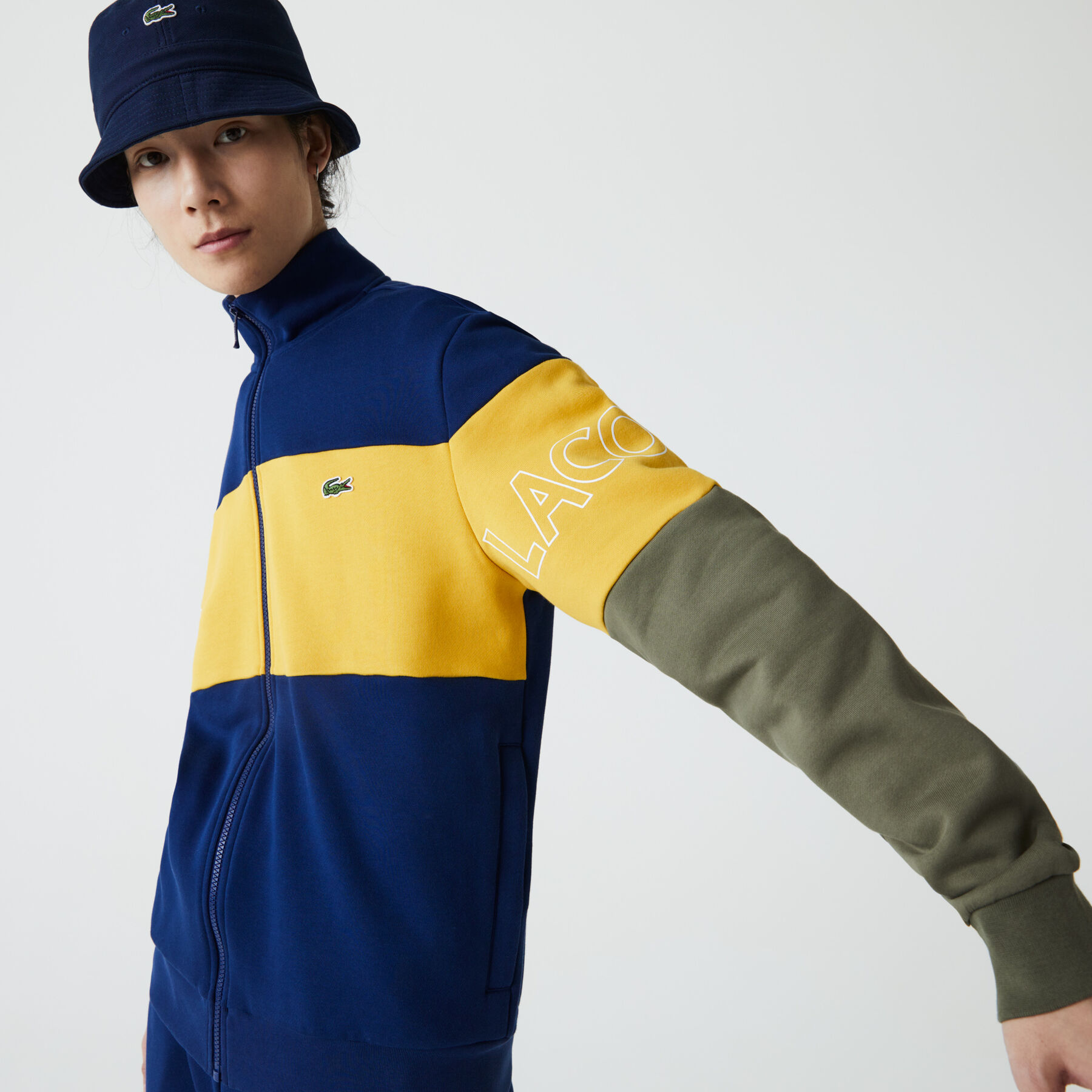 lacoste men s colorblock fleece tracksuit