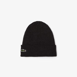 lacoste rib knit brushed wool beanie