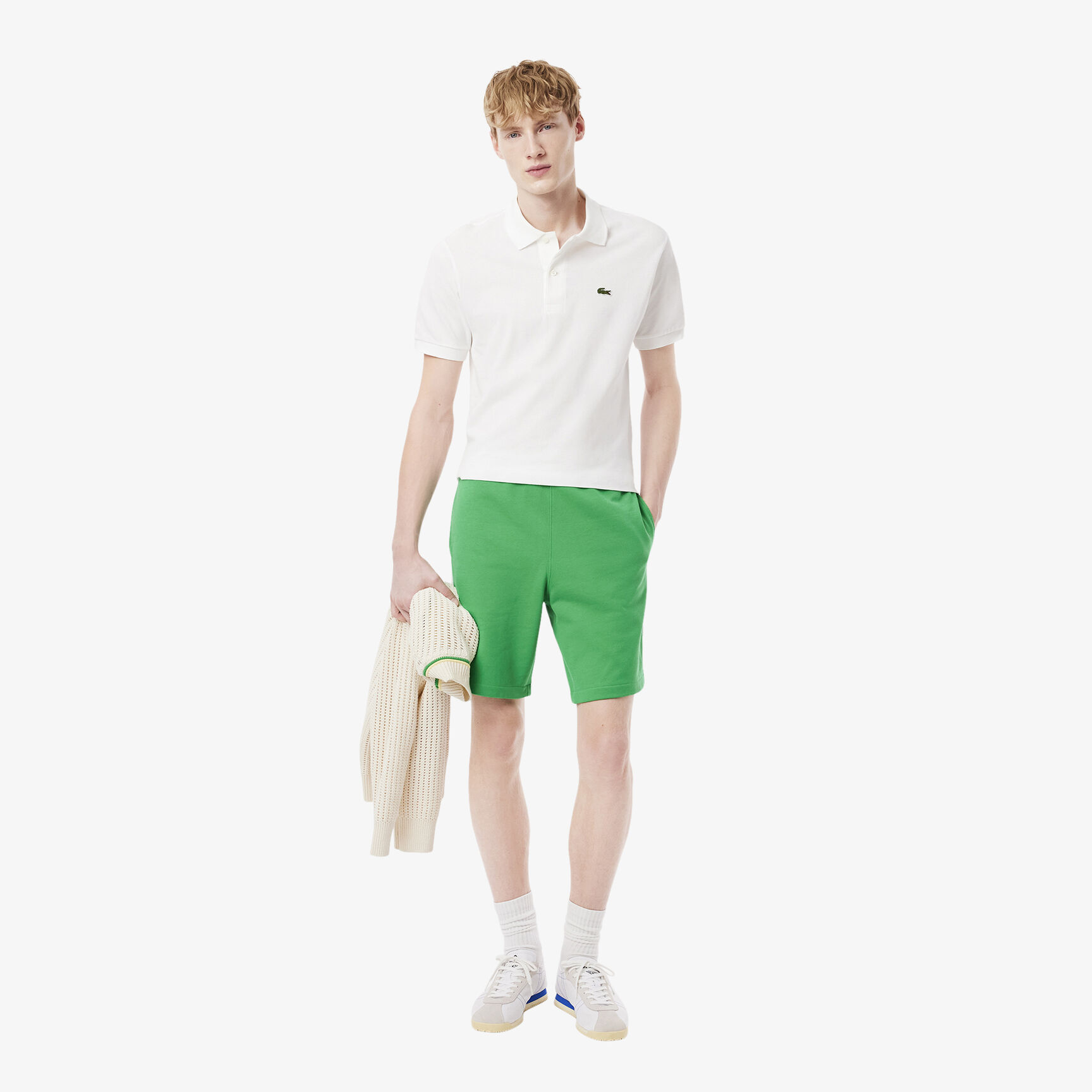 شورت من القطن والصوف بشعار الماركة Logo Trim Cotton Fleece Shorts - GH9896-00-SIW