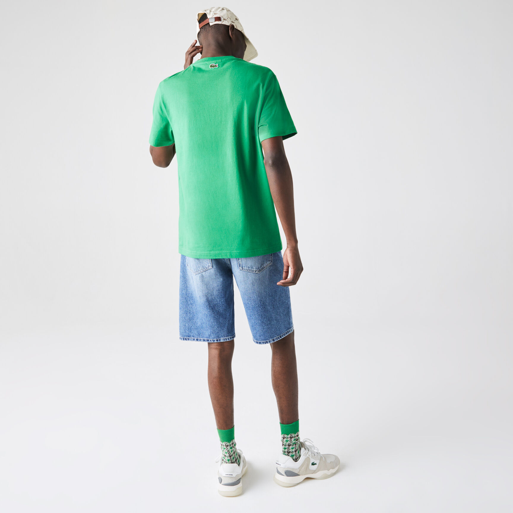 Men&rsquo;s Crew Neck Crackled Logo Print Cotton T-shirt