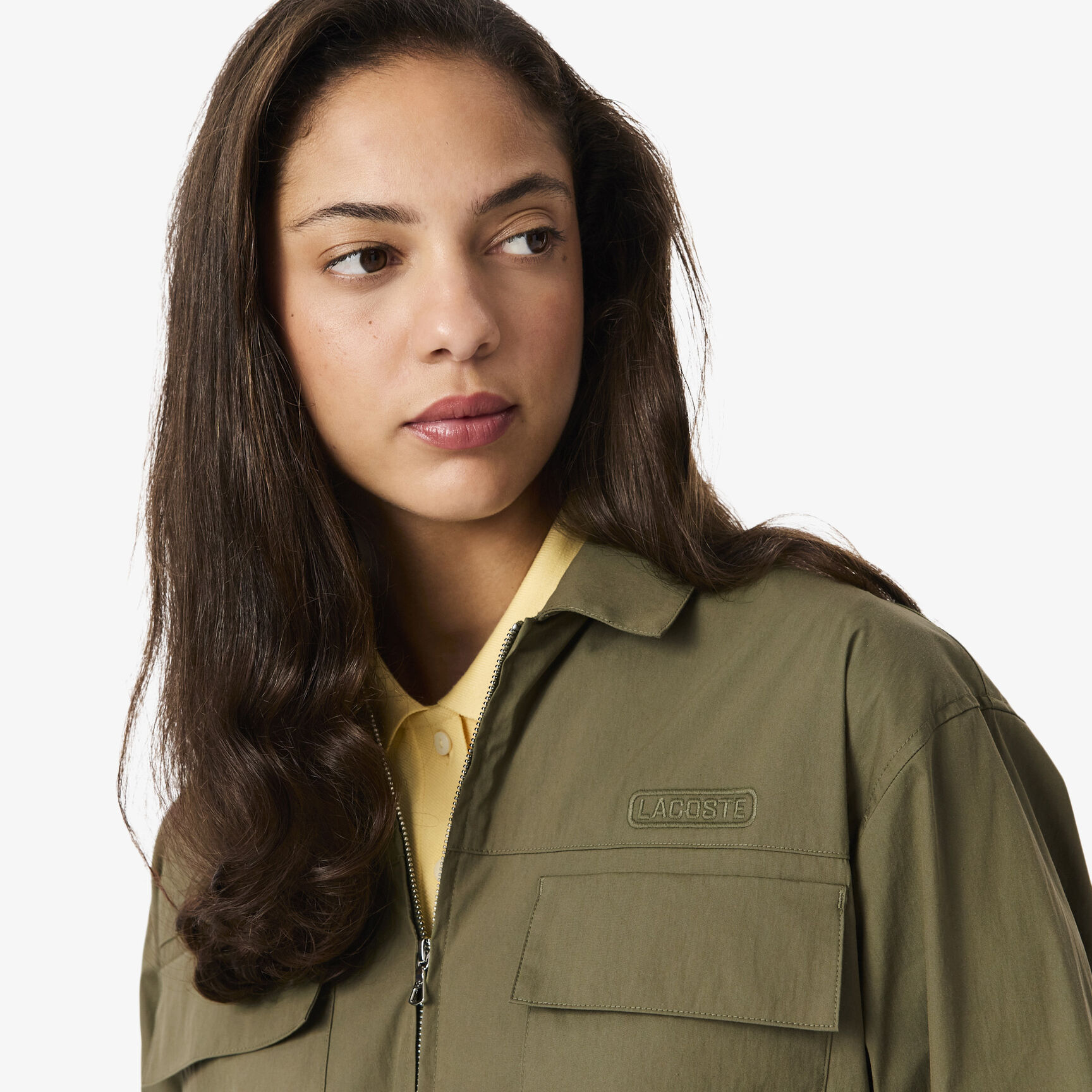 فستان قميص قطني كبير الحجم بسحاب أمامي Oversized Cotton Zip Front Shirt Dress - EF5317-00-E9F