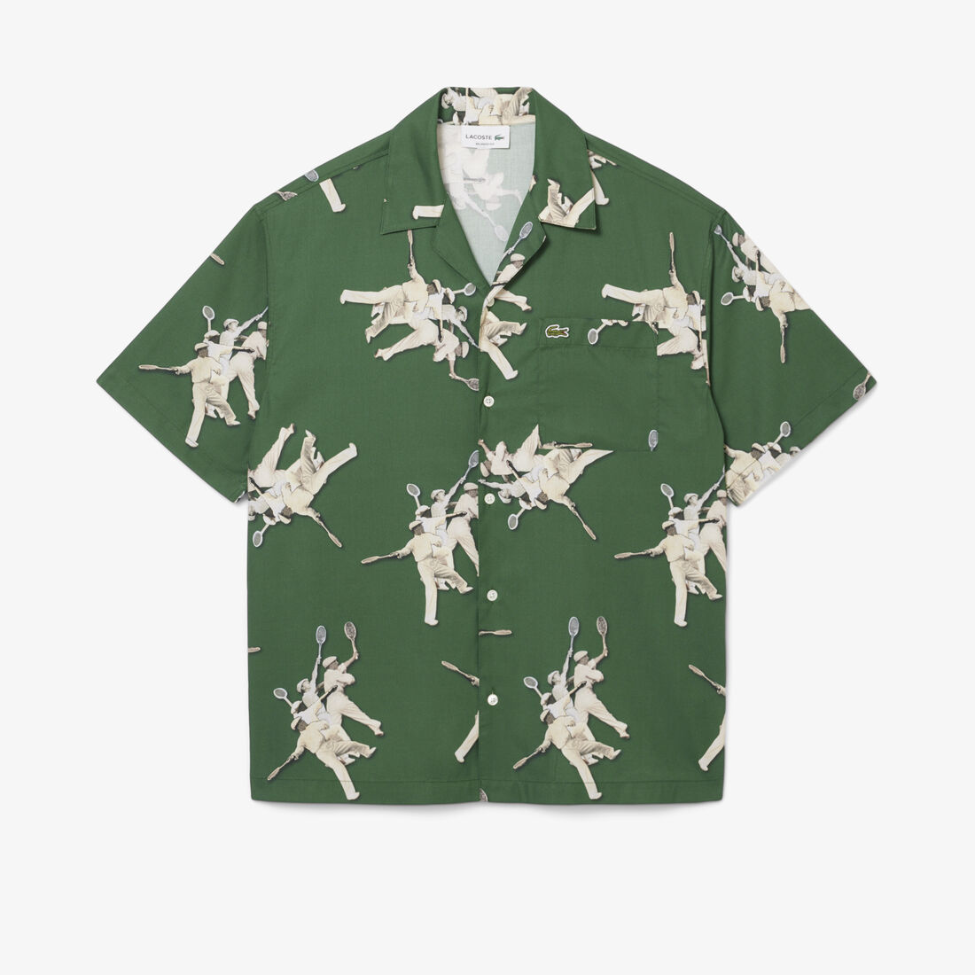 قميص بطبعة رينيه لاكوست بقصة مريحة Relaxed Fit Rene Lacoste Print Shirt - CH0113-00-132