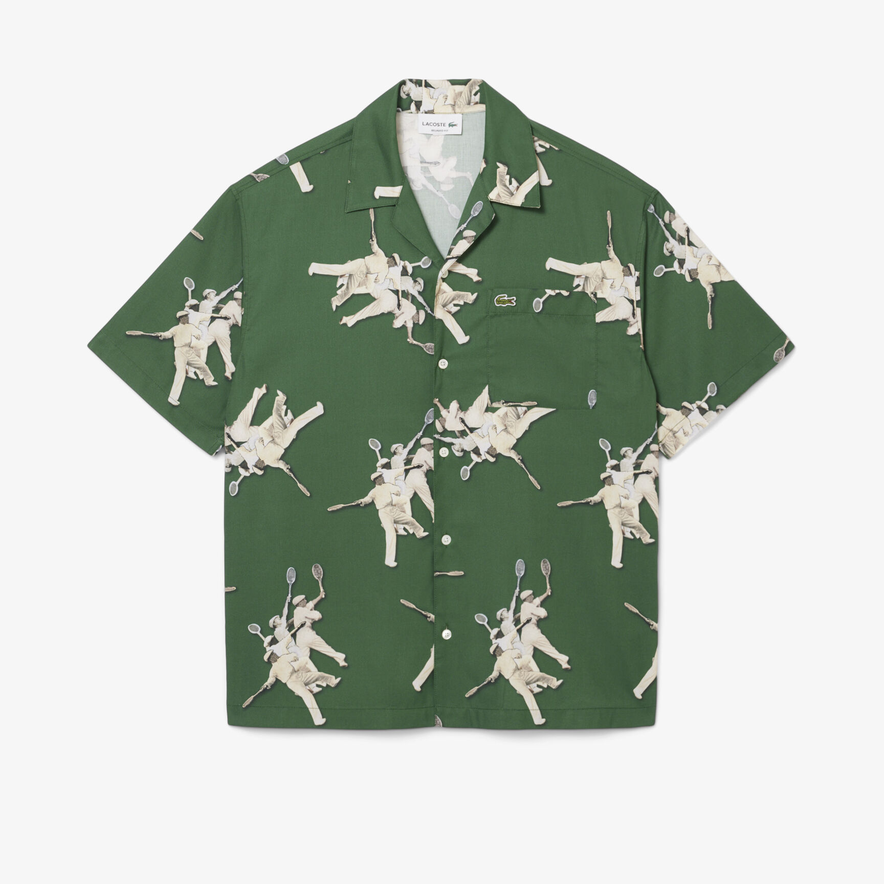 قميص بطبعة رينيه لاكوست بقصة مريحة Relaxed Fit Rene Lacoste Print Shirt - CH0113-00-132