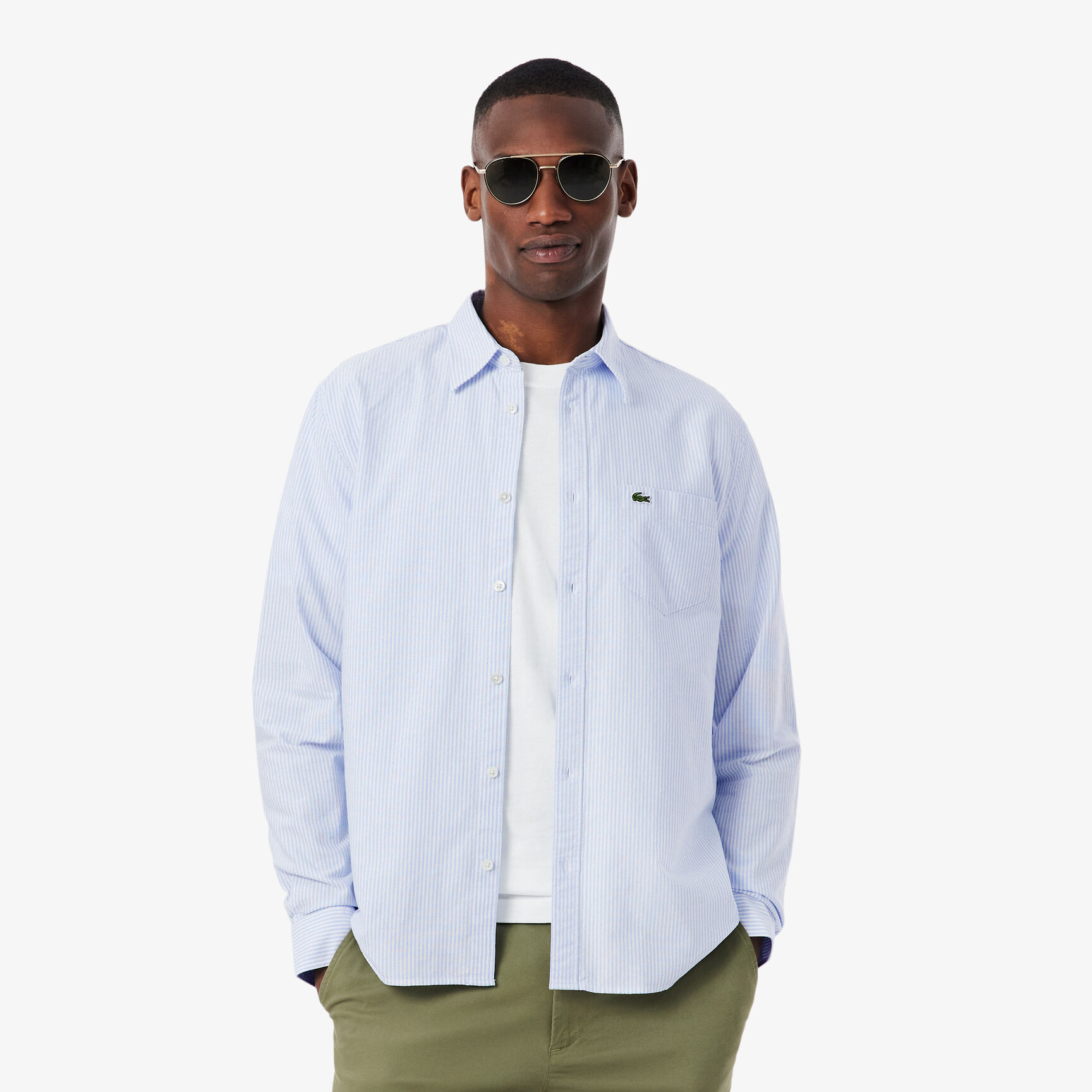 قميص أكسفورد مخطط بقصّة عادية Regular Fit Striped Oxford Shirt - CH5625-00-E7B