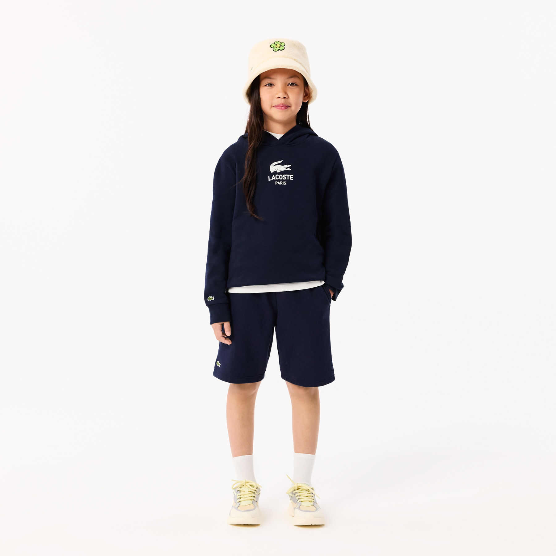 kids  lacoste organic brushed cotton fleece shorts