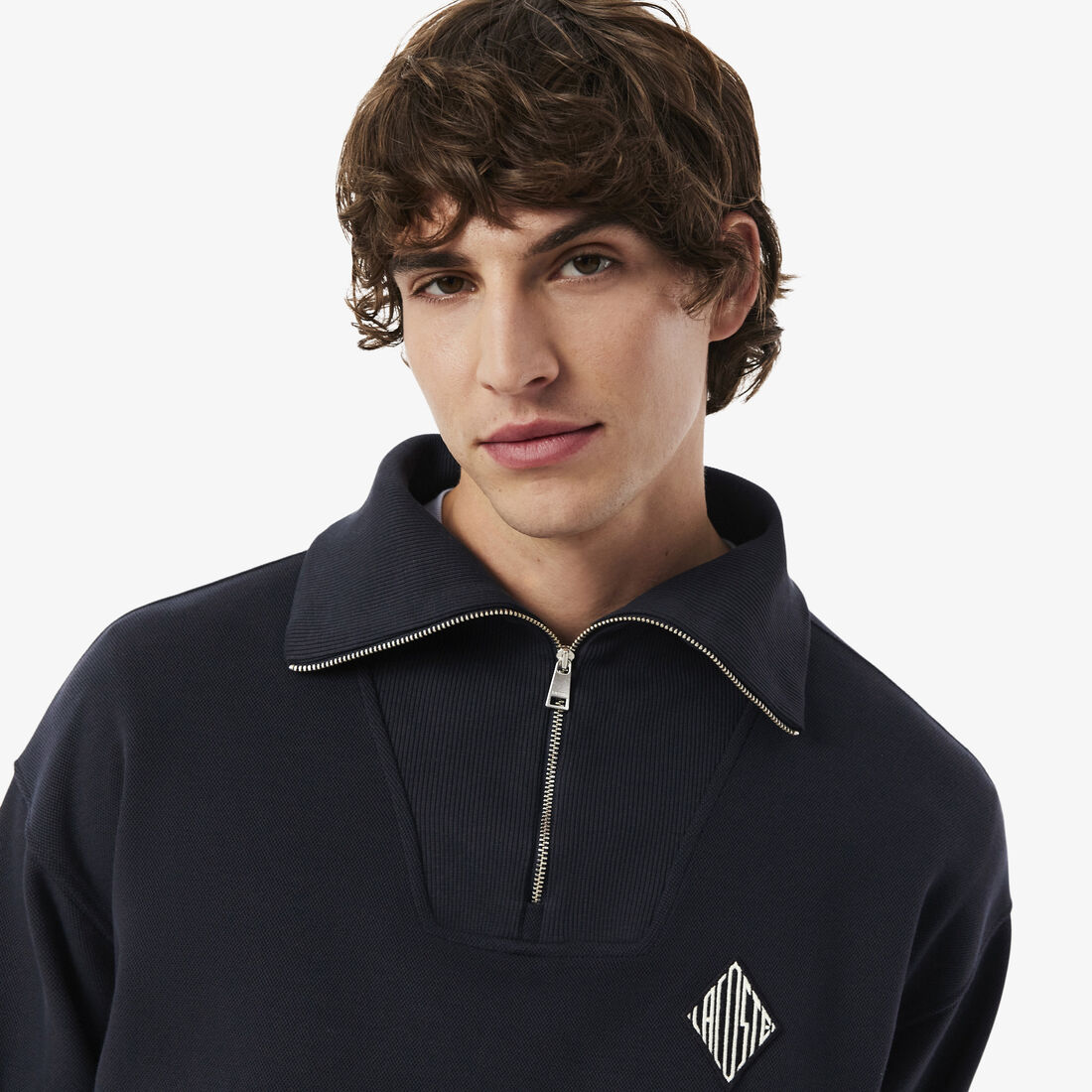 Loose Fit Zipped Neck Pique Sweatshirt Loose Fit Zipped Neck Pique Sweatshirt - SH0030-00-350