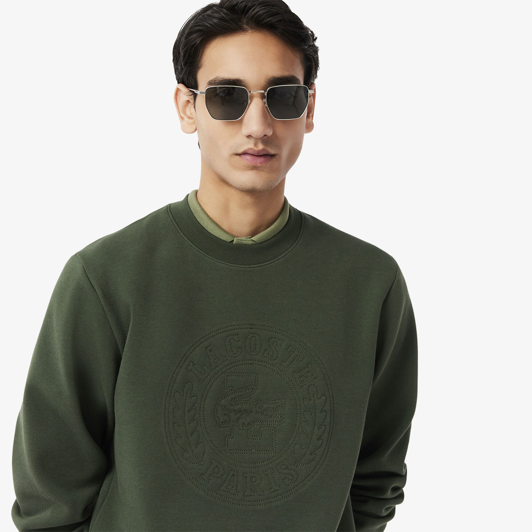 سويت شيرت بيكيه منقوش عليه شعار Embossed Logo Pique Sweatshirt - SH9959-00-HCF