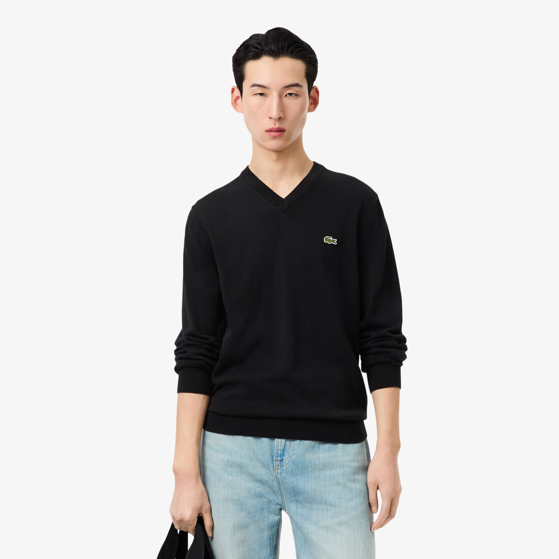 Monochrome Cotton V-neck Sweater - AH1951-00-031