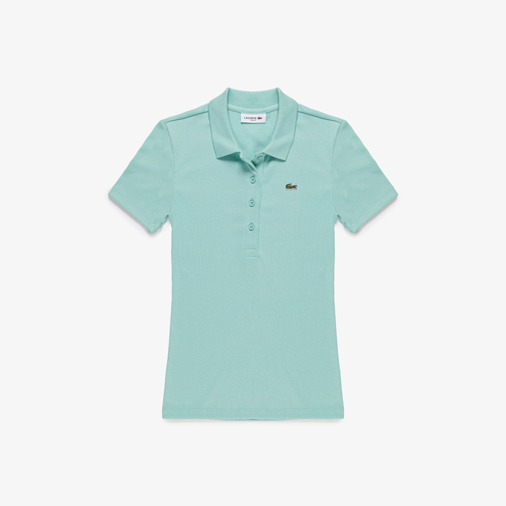 تيشيرت بولو L.12.D بقصة ضيقة من القطن المضلع Women's Lacoste Slim Fit Organic Cotton Polo Shirt - DF5377-00-LGF