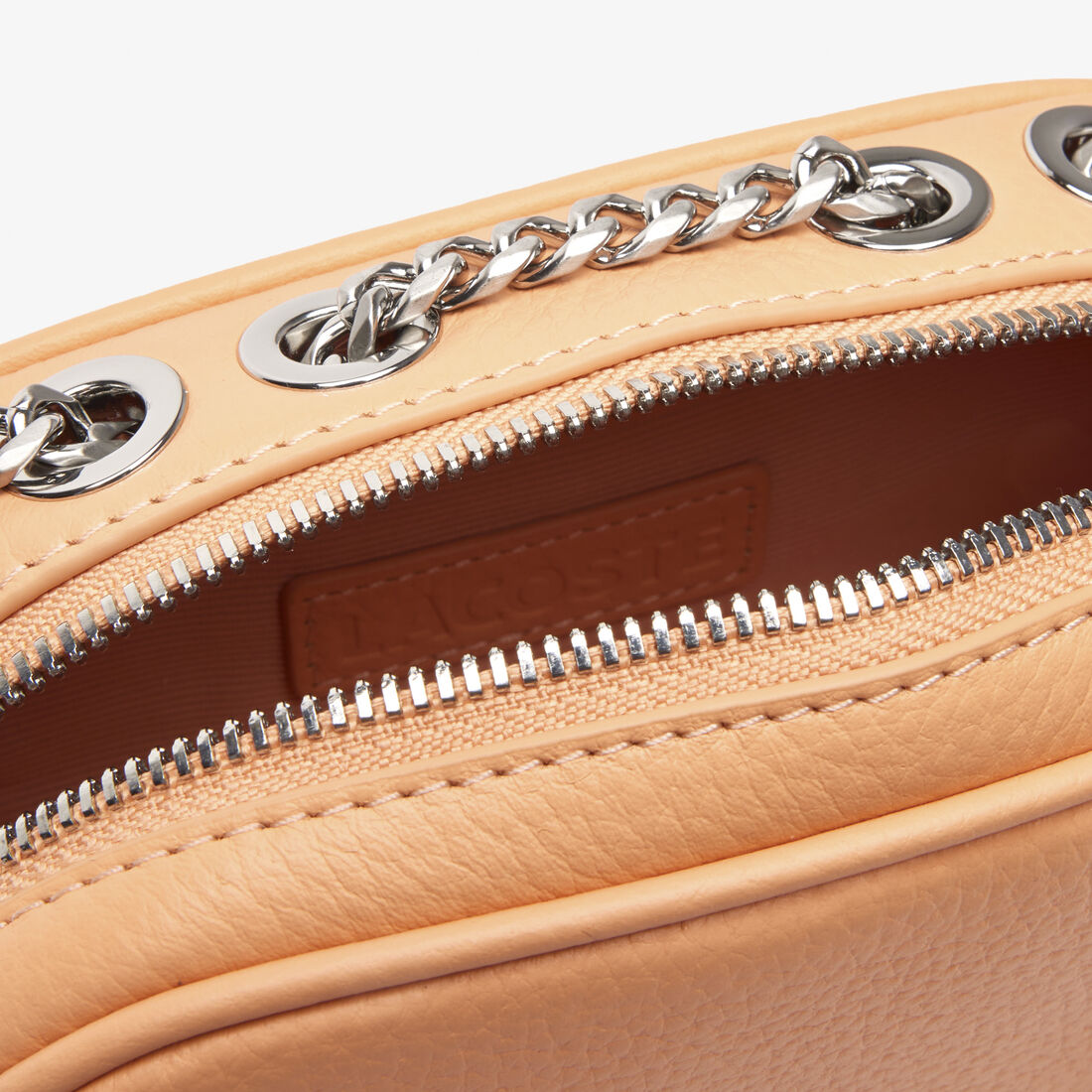 حقيبة كتف لاكوست جلد بارز بتصميم مربع للنساء حقيبة كتف لاكوست جلد بارز بتصميم مربع للنساء