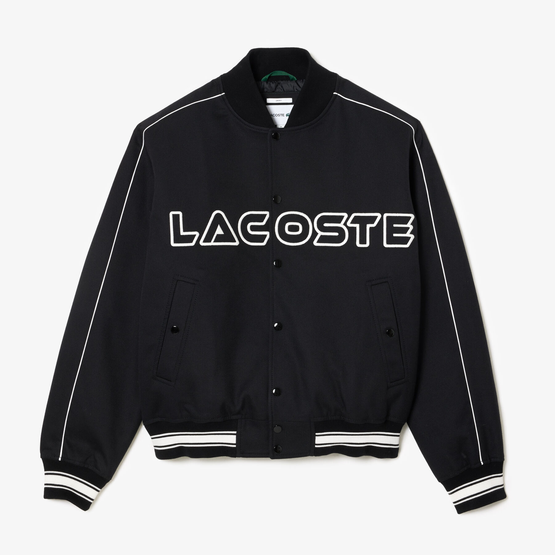 Embroidered Cotton Twill Teddy Jacket لاكوست embroidered cotton twill teddy jacket