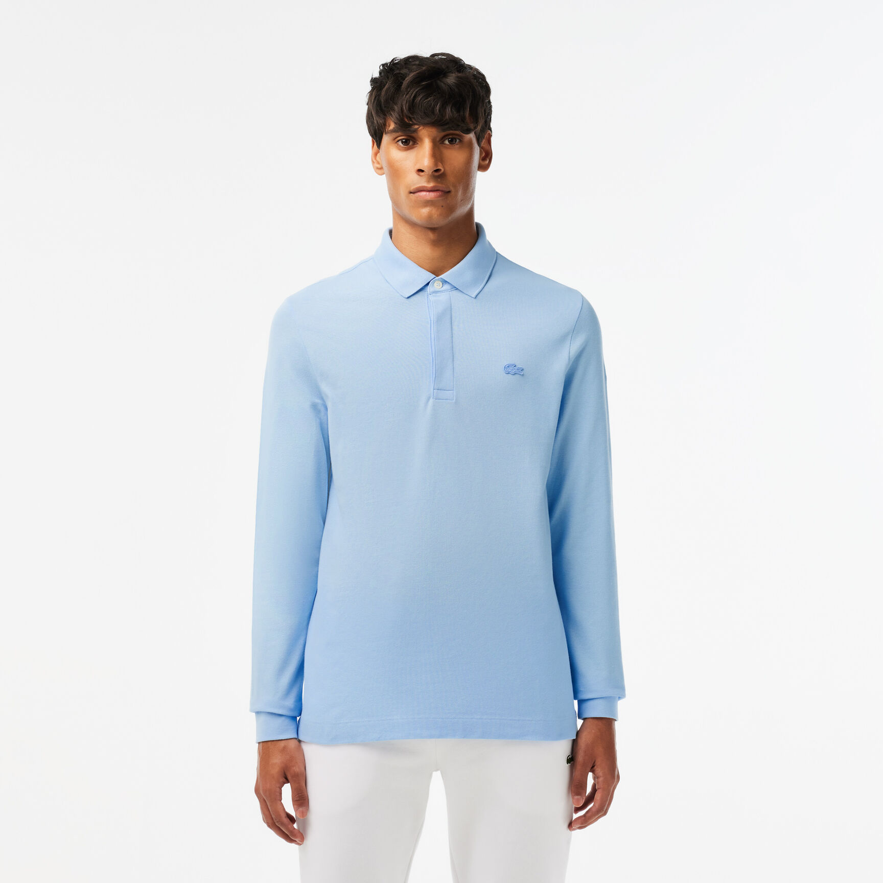 قميص بولو بيكيه باريسي بقصة عادية Smart Paris long sleeve stretch cotton Polo Shirt - PH2481-00-HBP