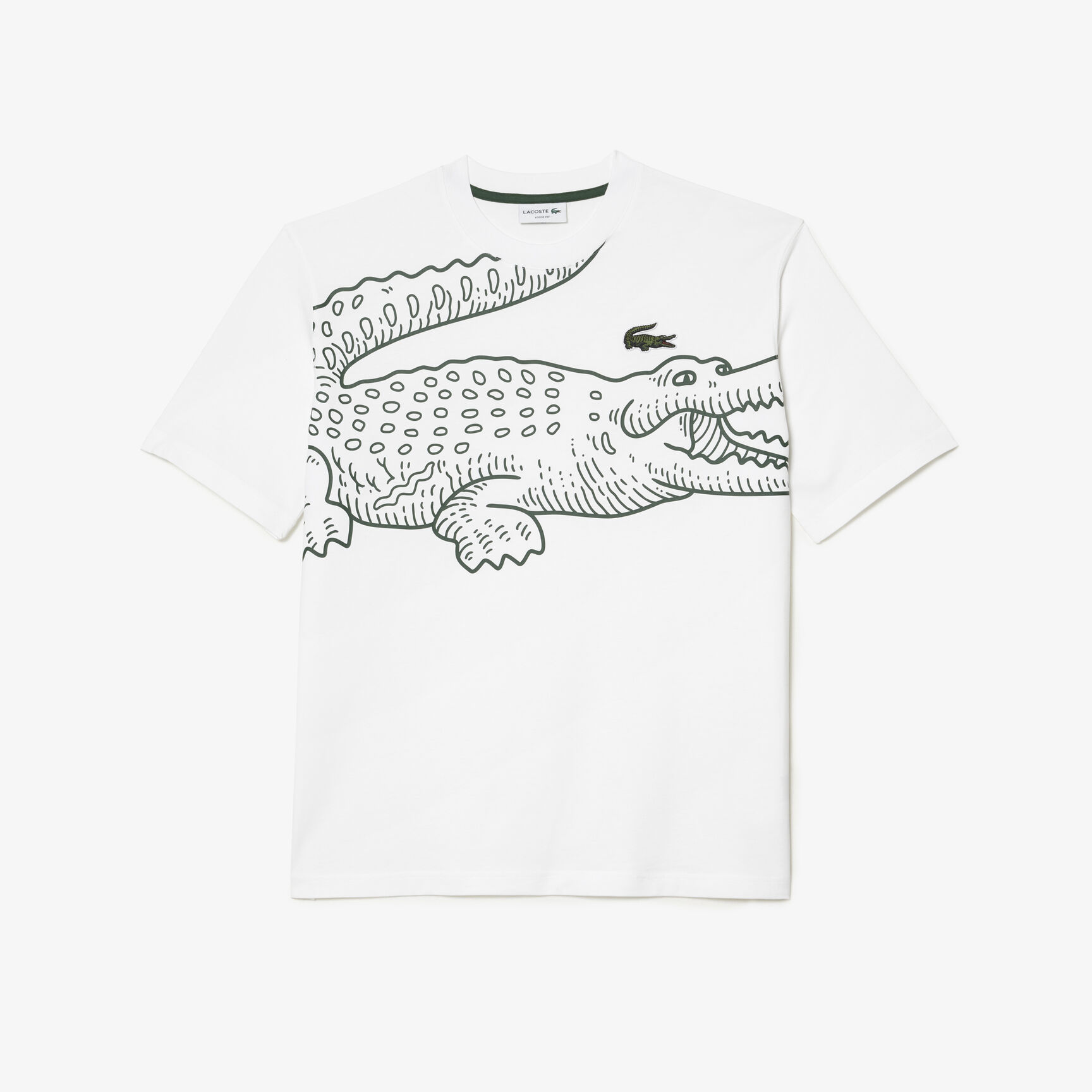 Men's Lacoste Round Neck Loose Fit Crocodile Print T-shirt Men's Lacoste Round Neck Loose Fit Crocodile Print T-shirt - TH5511-00-001