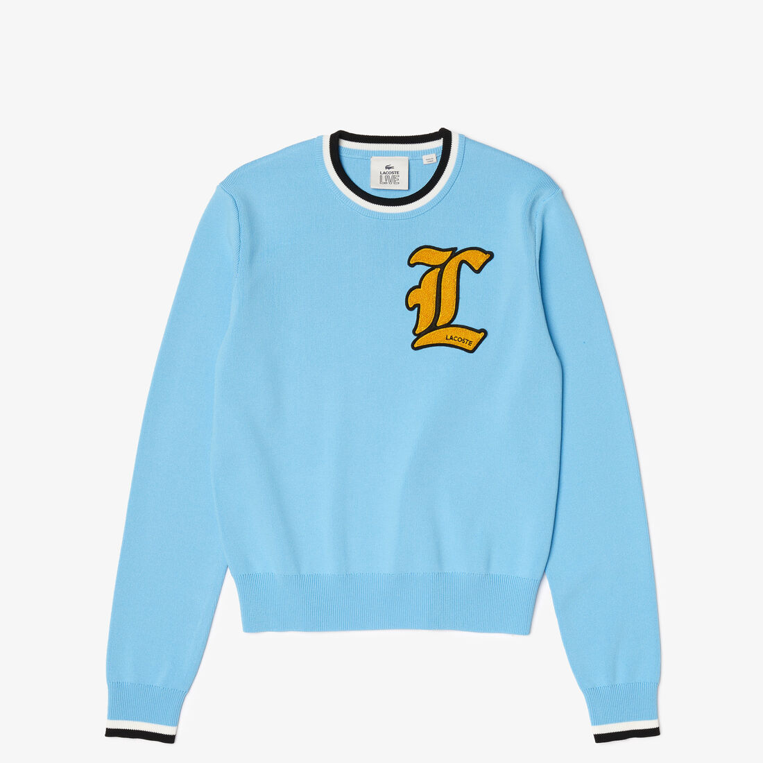 سترة نسائية قطنية بشارة رقبة مستديرة من مجموعة Lacoste L!VE سترة نسائية قطنية بشارة رقبة مستديرة من مجموعة Lacoste L!VE