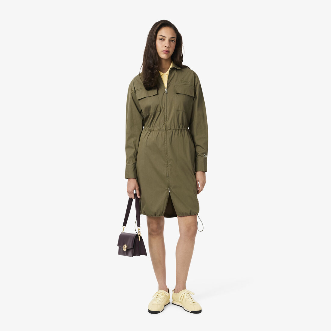 Oversized Cotton Zip Front Shirt Dress - EF5317-00-E9F