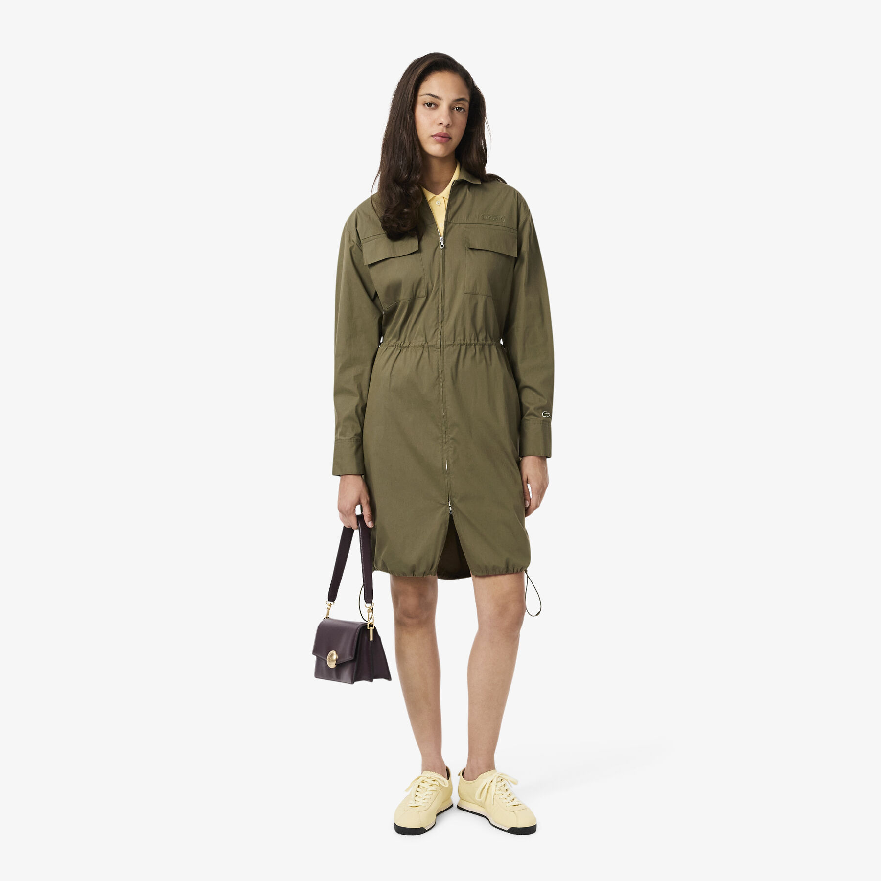 فستان قميص قطني كبير الحجم بسحاب أمامي Oversized Cotton Zip Front Shirt Dress - EF5317-00-E9F