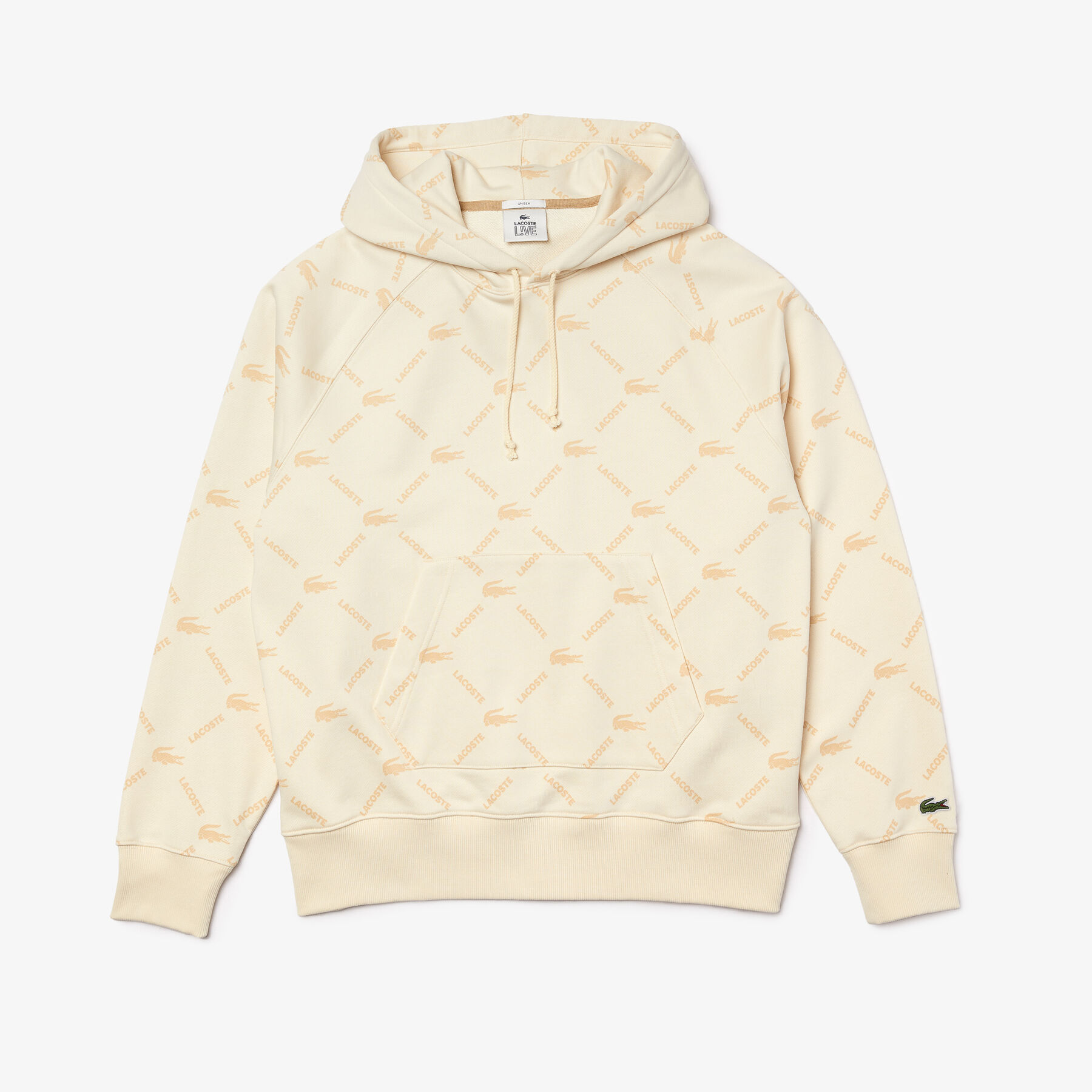 لاكوست سويت شيرت قطني للجنسين بغطاء رأس وقصة فضفاضة ومونوغرام مجموعة lacoste live