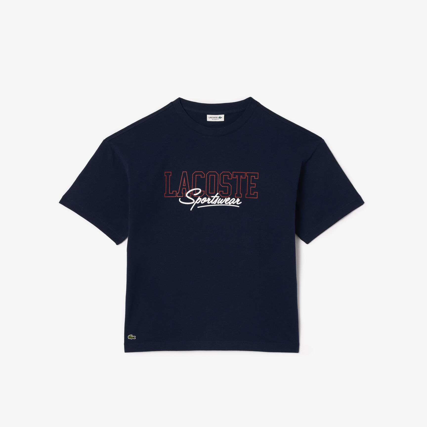 تي شيرت قطني بقصة مريحة وطبعة لاكوست Relaxed Fit Lacoste Print Cotton T-shirt - TJ7737-00-166